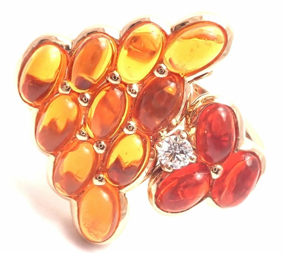 Authentic! Mauboussin Paris 18k Rose Gold Diamond Tourmaline Citrine Ring (1 of 11)
