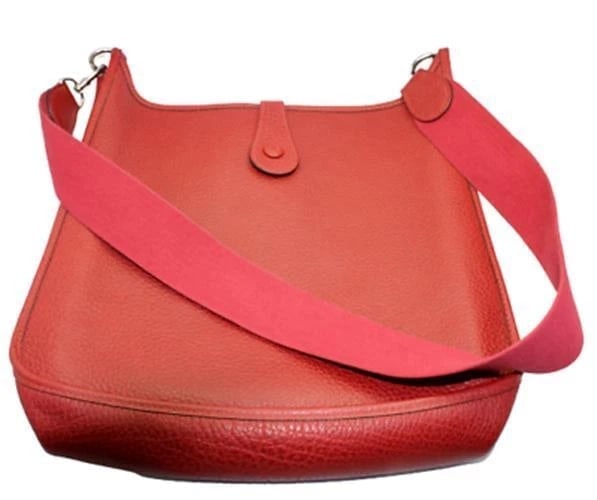 Authentic! Hermes Evelyne Brick Red Clemence Leather GM Handbag Purse - 6