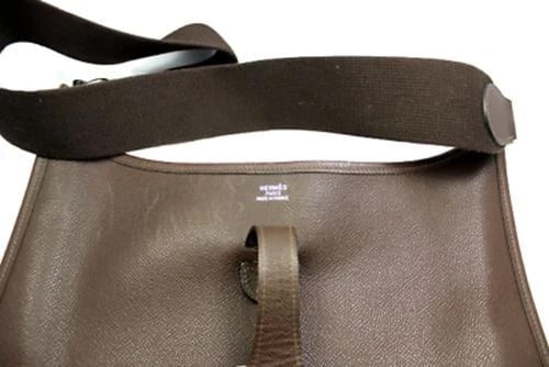 Authentic! Hermes Evelyne Chocolate Brown Epsom Leather GM Handbag Purse - 6