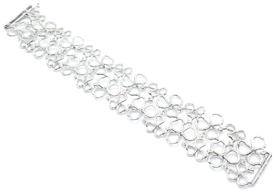 Authentic! Tiffany & Co Paper Flowers Platinum Diamond Wide Bracelet - 9