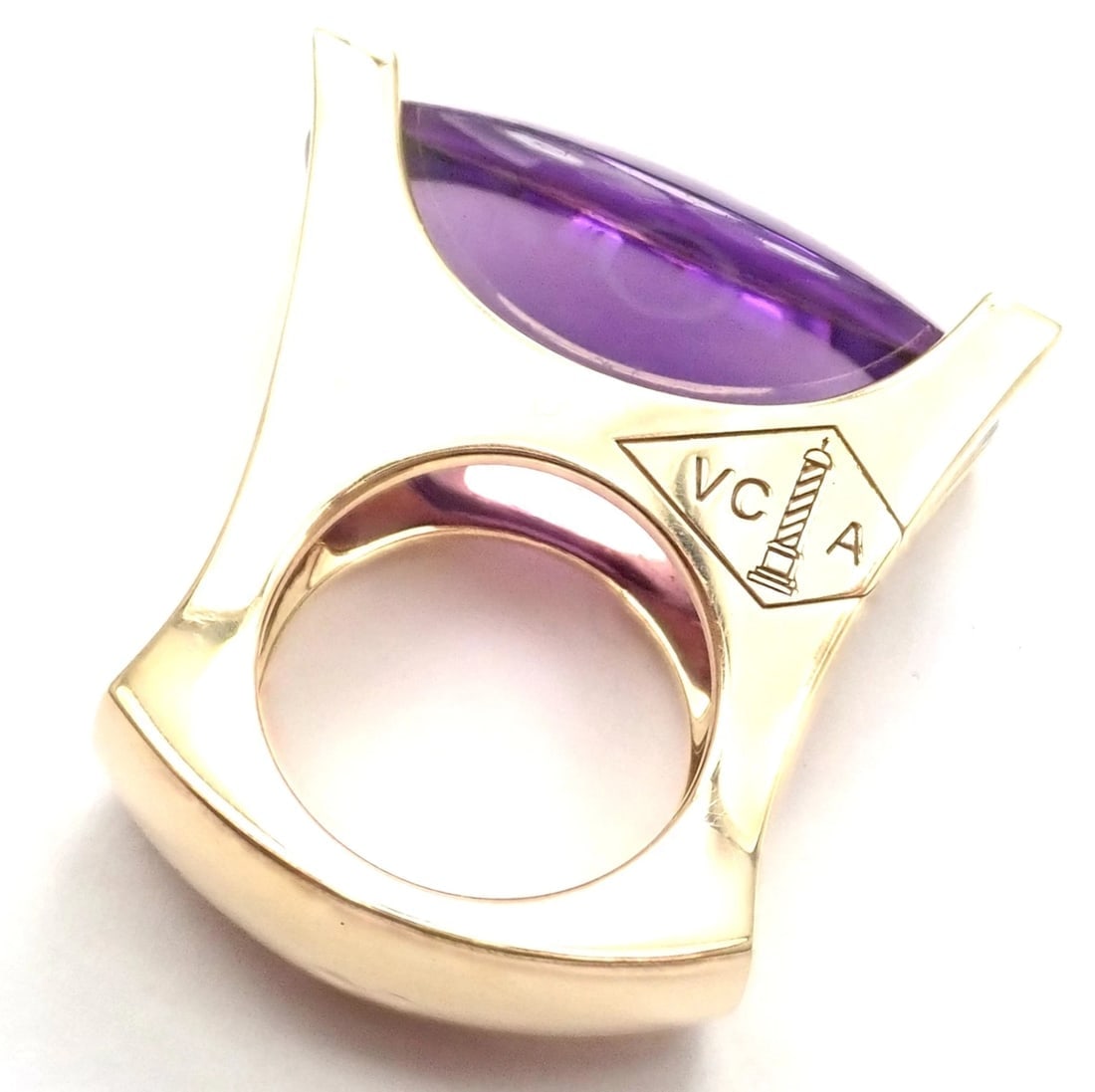 Van Cleef & Arpels Electra 18k Yellow Gold Diamond Large Amethyst Ring Paper - 11