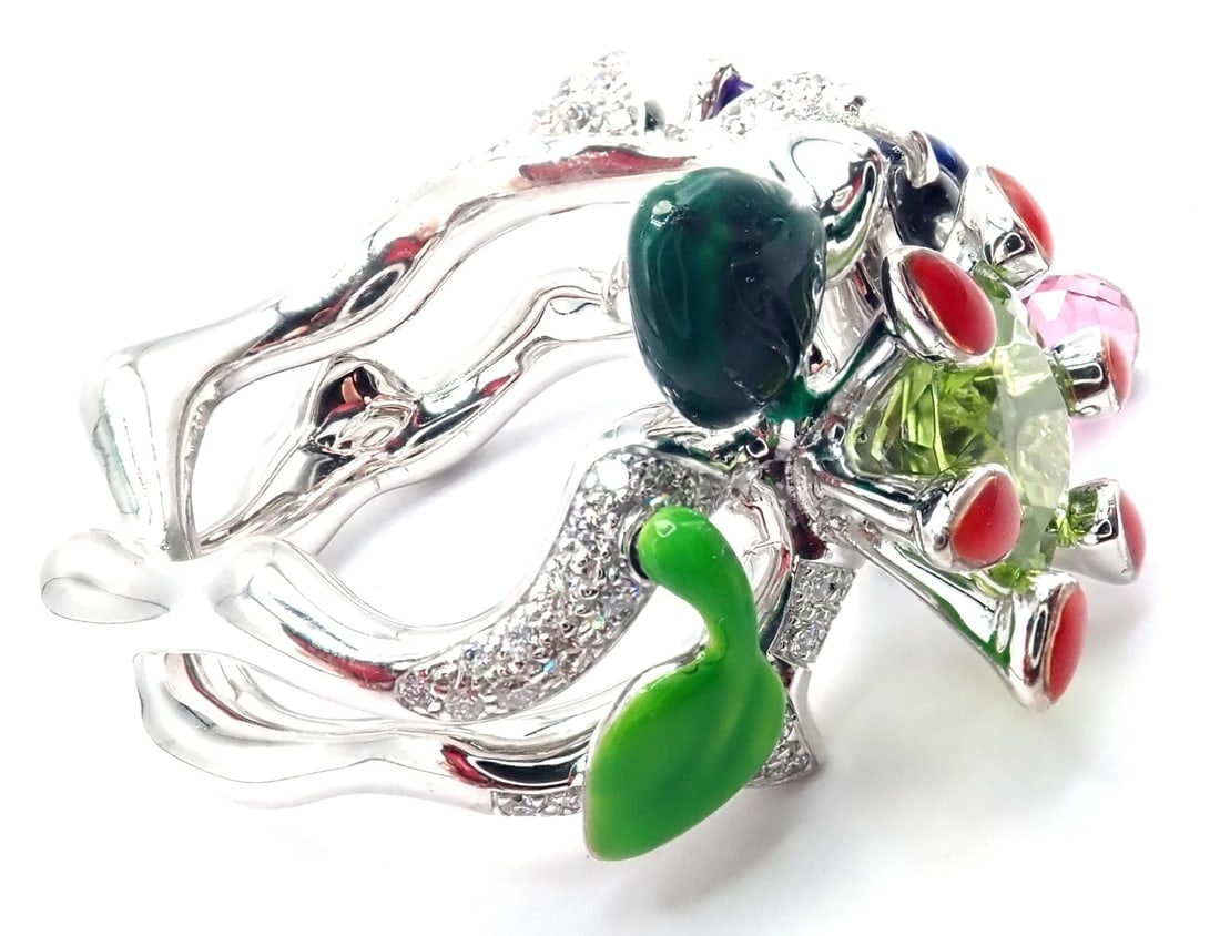 Christian Dior Milly Carnivora Epinosa 18k Gold Diamond Peridot Tourmaline Ring - 4