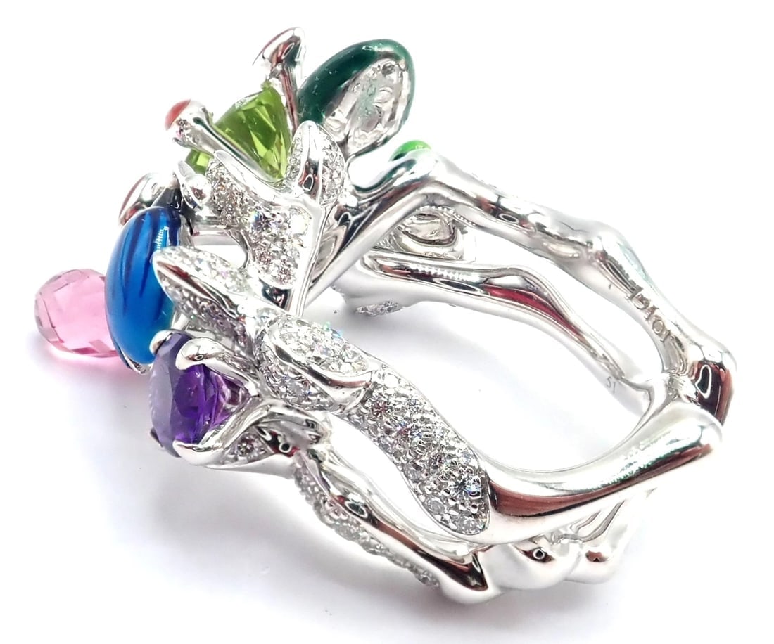 Christian Dior Milly Carnivora Epinosa 18k Gold Diamond Peridot Tourmaline Ring - 6
