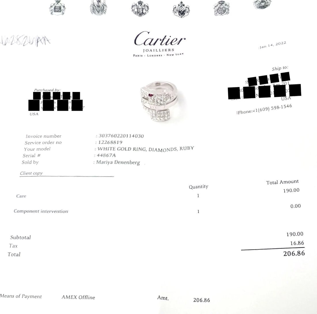 Authentic! Cartier Le Baiser Du Dragon 18k White Gold Diamond Ruby Ring Paper - 4