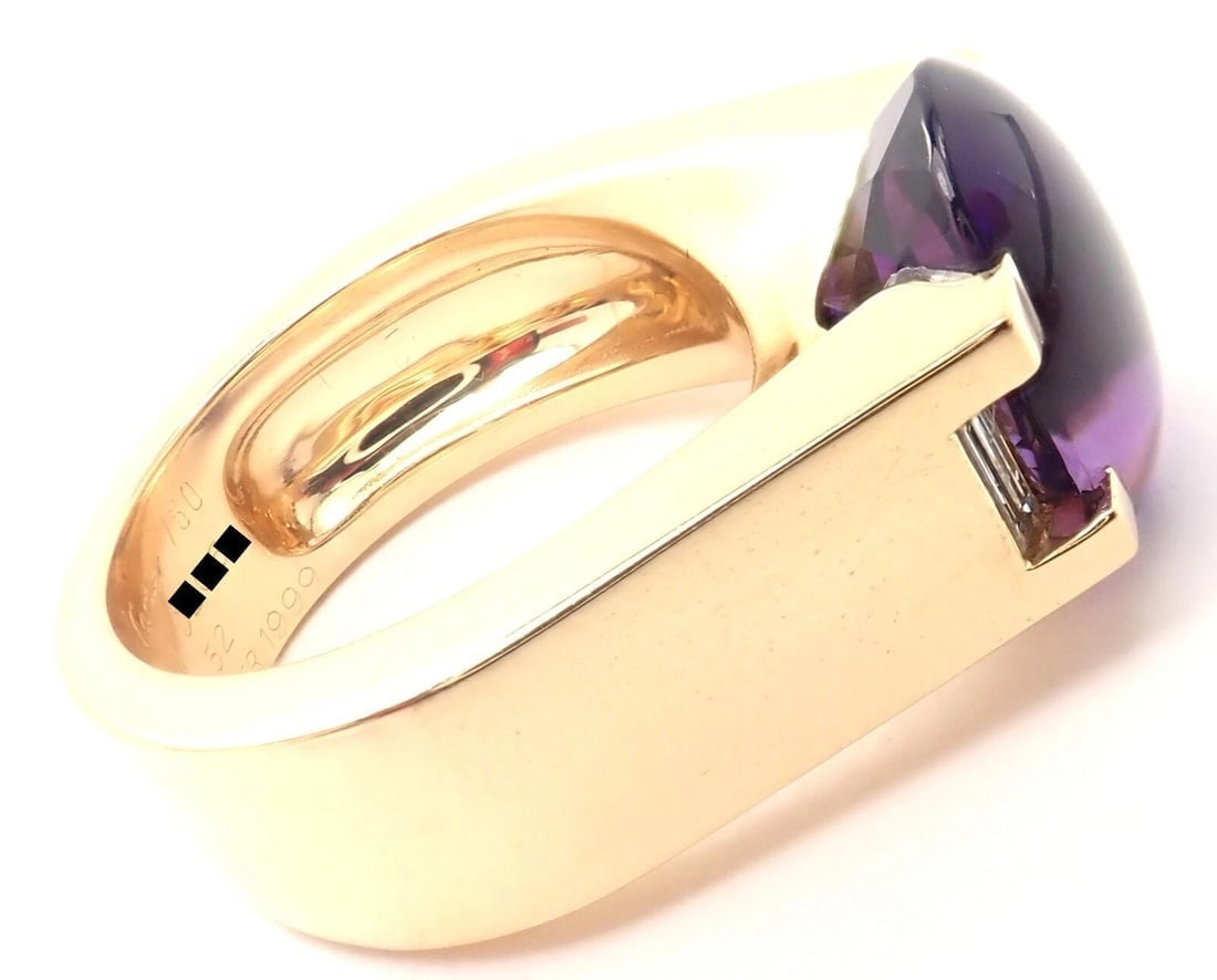 Authentic! Cartier Tankissi 18k Yellow Gold Diamond Large Amethyst Ring Paper - 3