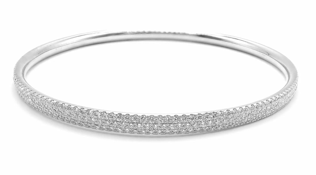 Tiffany & Co Metro 18k White Gold Full Diamond Three Row Bangle Bracelet $22,300 - 5