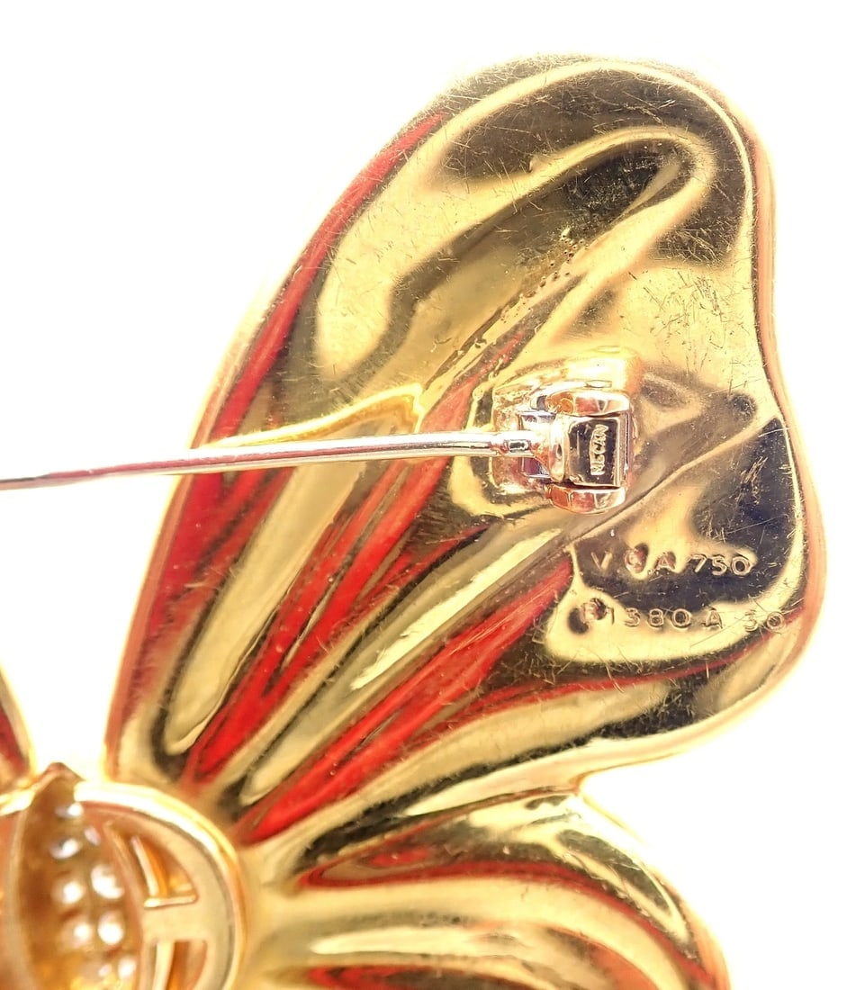 Authentic! Van Cleef & Arpels 18k Yellow Gold Extra Large Butterfly Pin Brooch - 11