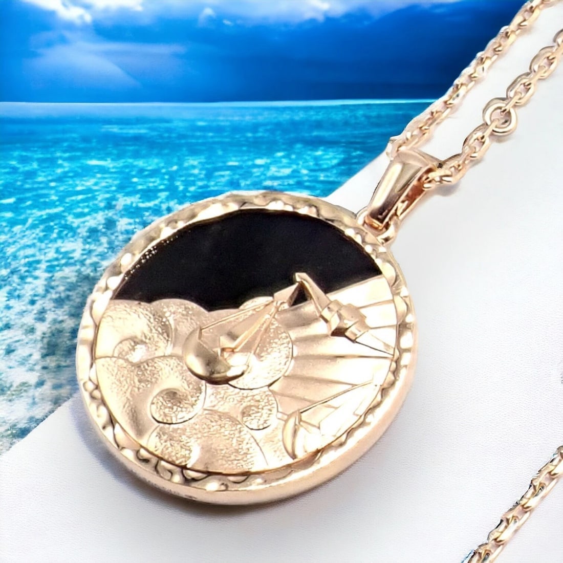 Van Cleef & Arpels Zodiaque18k Rose Gold Libra Pendant Obsidian Necklace Cert. - 4