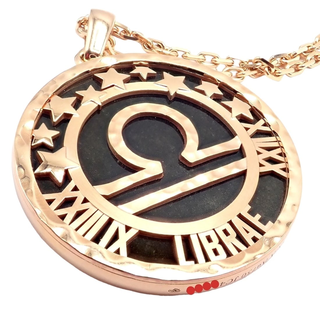 Van Cleef & Arpels Zodiaque18k Rose Gold Libra Pendant Obsidian Necklace Cert. - 5