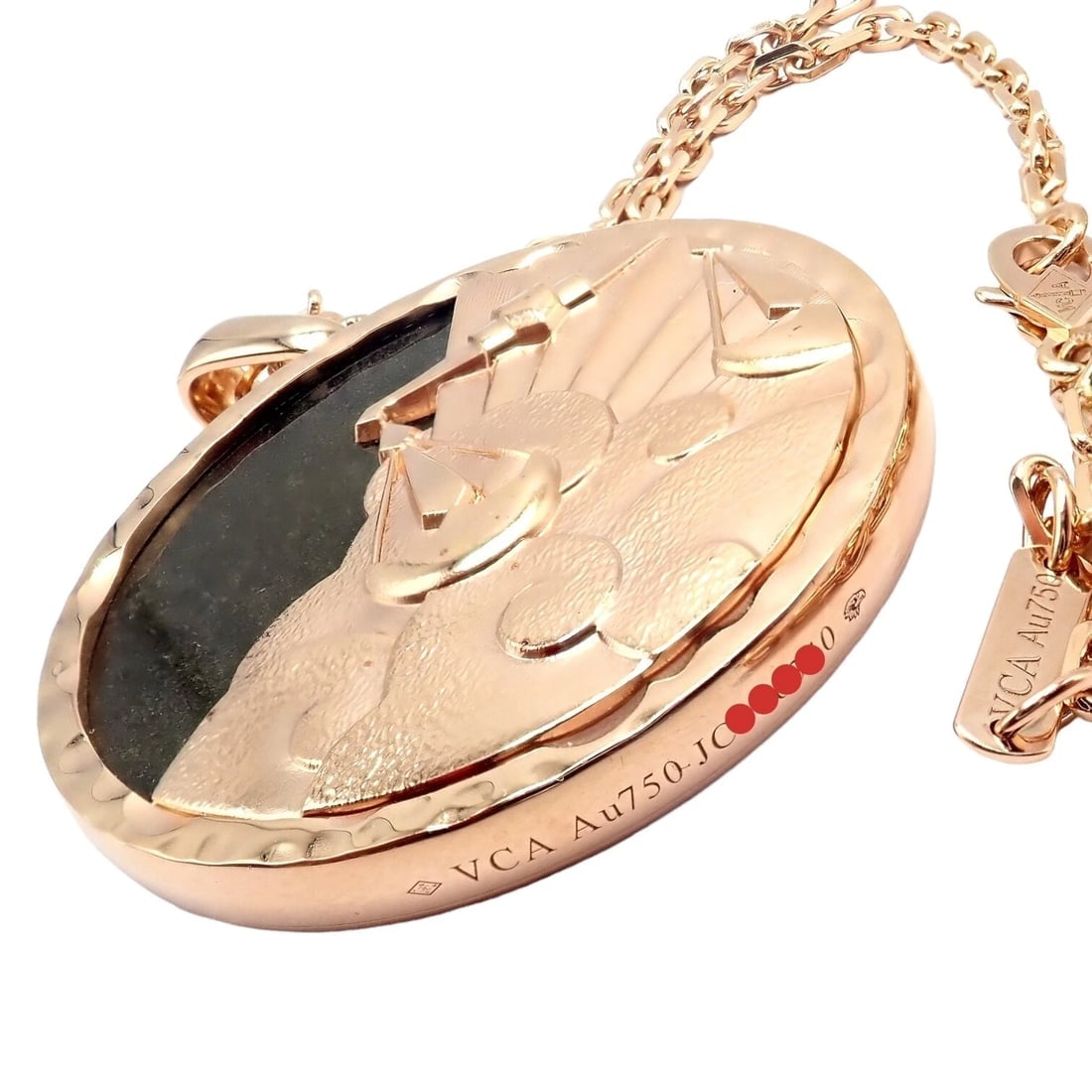 Van Cleef & Arpels Zodiaque18k Rose Gold Libra Pendant Obsidian Necklace Cert. - 6