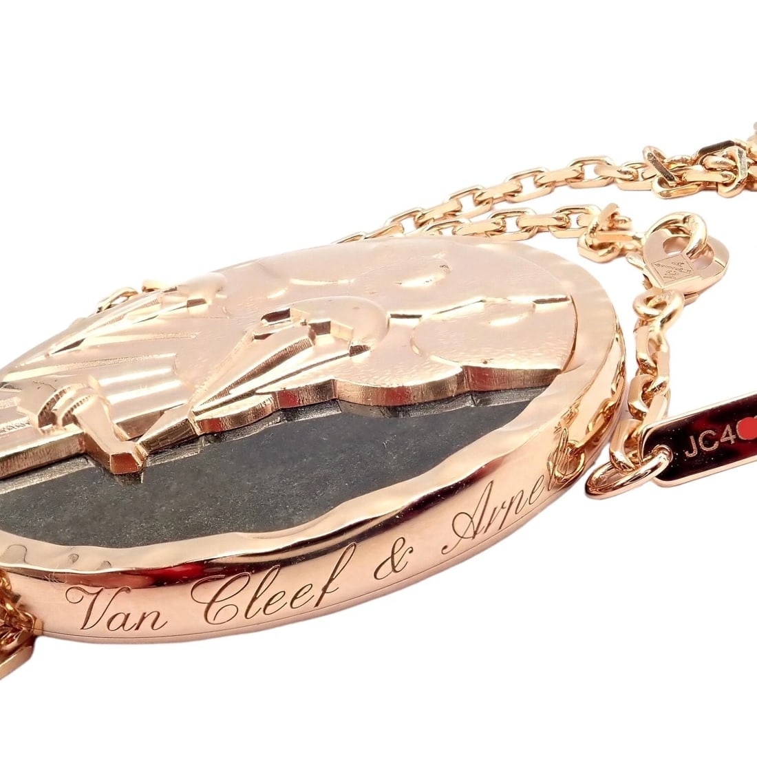 Van Cleef & Arpels Zodiaque18k Rose Gold Libra Pendant Obsidian Necklace Cert. - 8