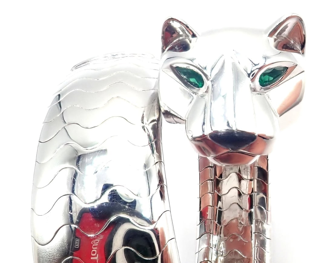 Cartier Panther Panthere 18k White Gold Lakarda Bangle Bracelet Watch Paper - 4