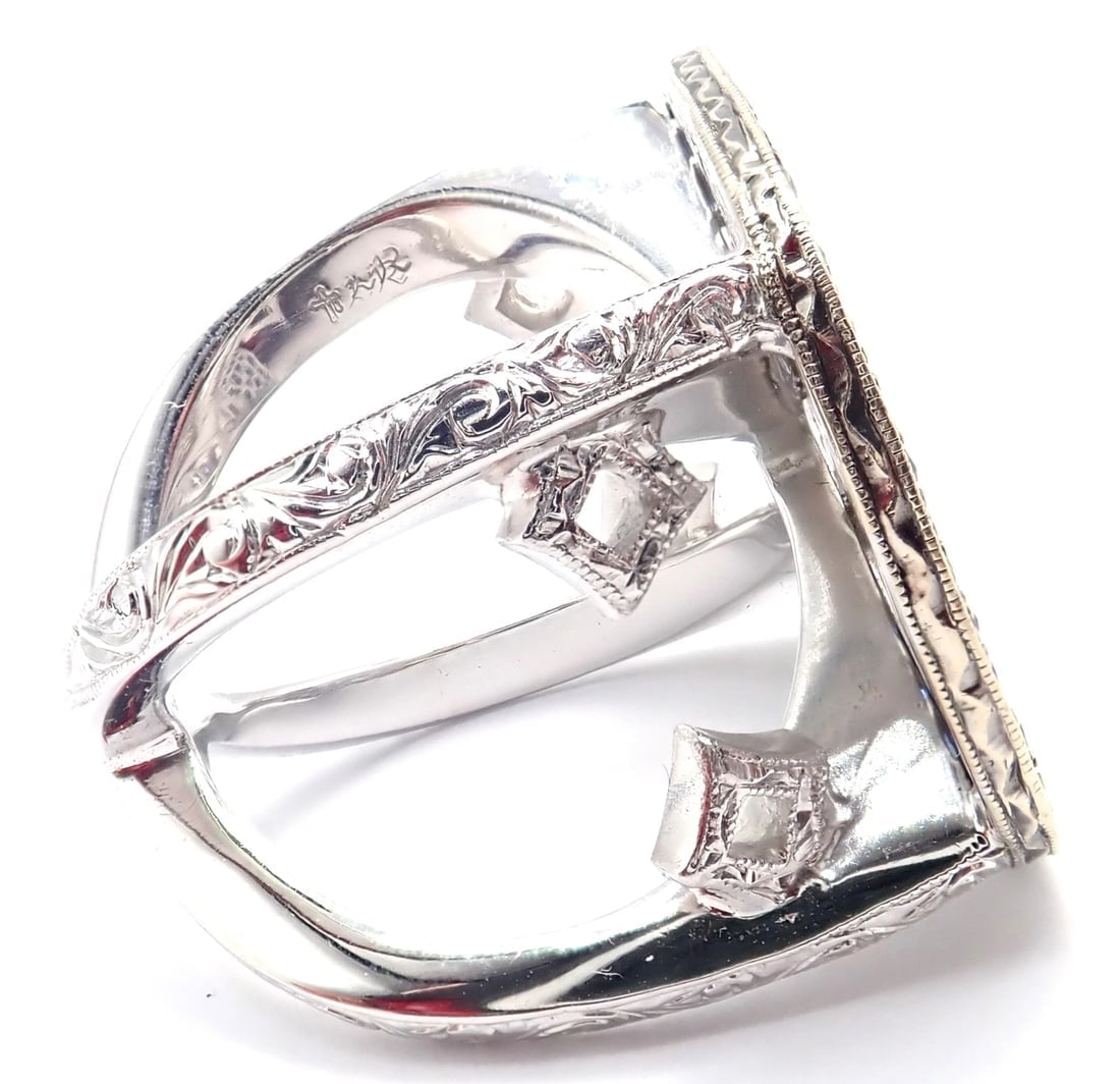 Authentic! Loree Rodkin 18k White Gold Diamond Sapphire Skull Ring Paper Box - 4