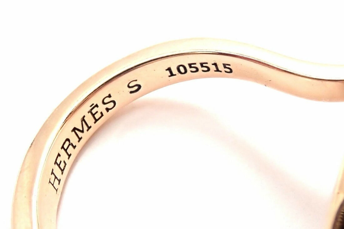 Rare! Authentic Hermes 18k Rose Gold Diamond Large Amethyst Ring - 10