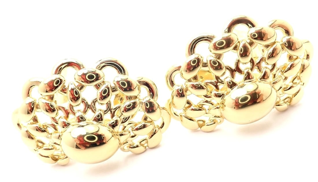 Authentic! Vintage Hermes 18K Yellow Gold Large Earrings - 5