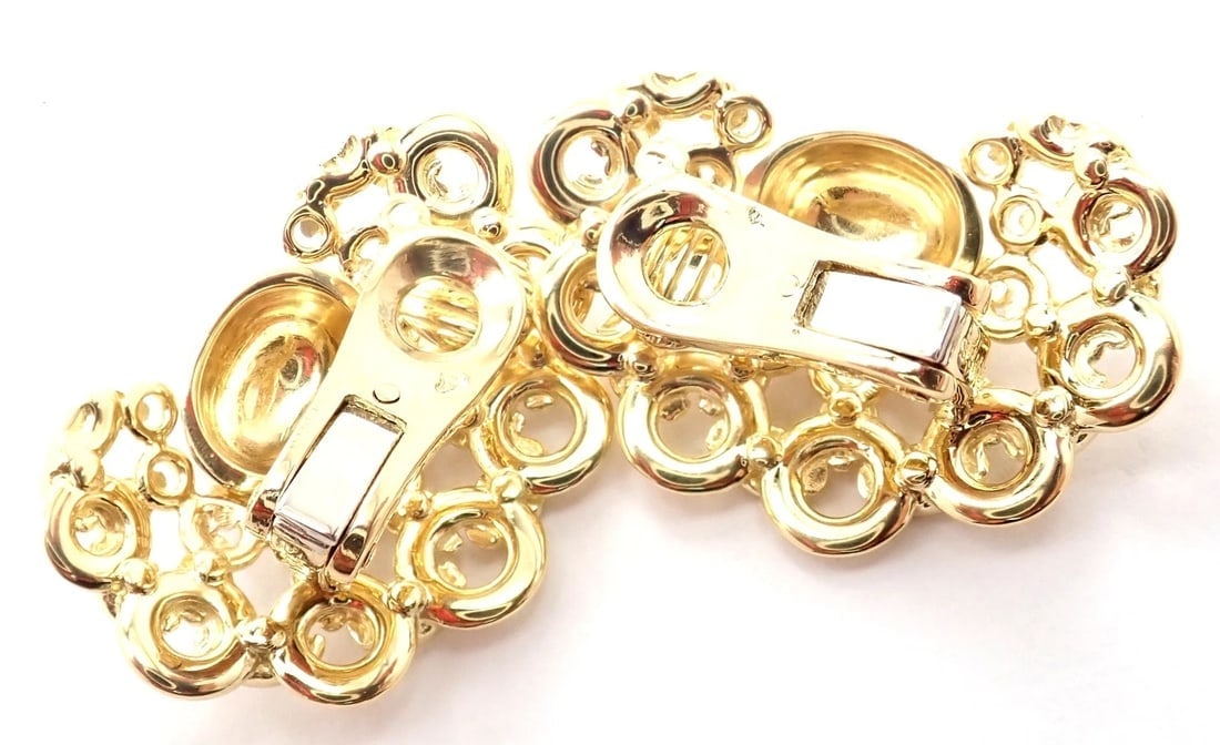 Authentic! Vintage Hermes 18K Yellow Gold Large Earrings - 6