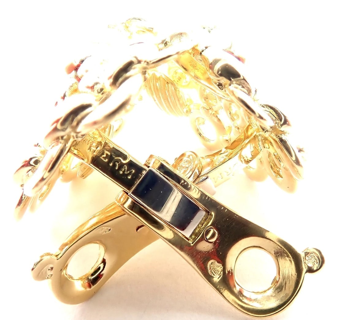 Authentic! Vintage Hermes 18K Yellow Gold Large Earrings - 7