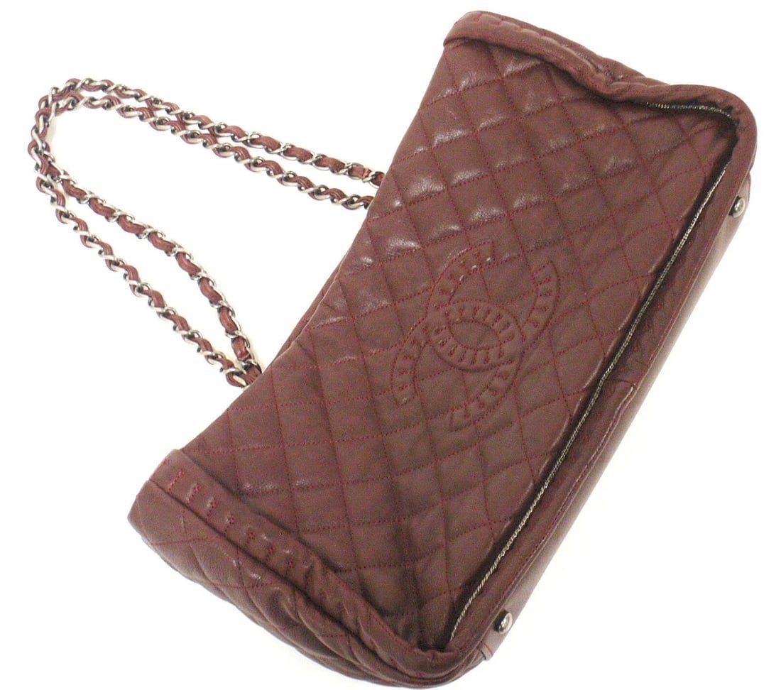 AUTHENTIC 2012 CHANEL ISTANBUL SOFT CAVIAR TOTE BURGUNDY LEATHER HANDBAG - 5