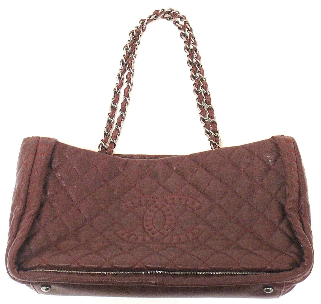 AUTHENTIC 2012 CHANEL ISTANBUL SOFT CAVIAR TOTE BURGUNDY LEATHER HANDBAG - 6