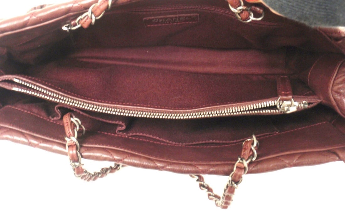 AUTHENTIC 2012 CHANEL ISTANBUL SOFT CAVIAR TOTE BURGUNDY LEATHER HANDBAG - 9