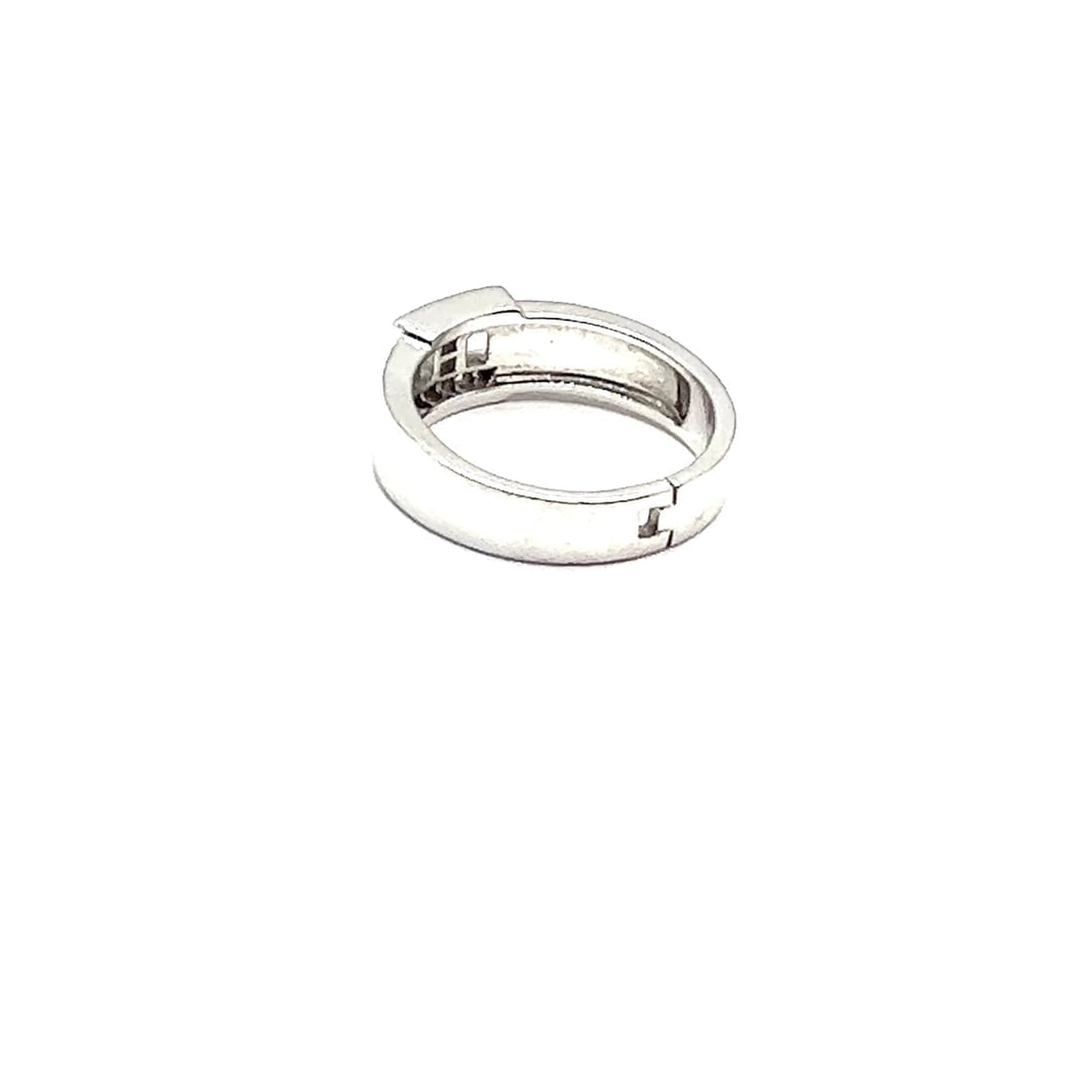 Authentic! Hermes 18k White Gold Diamond H Band Ring - 2