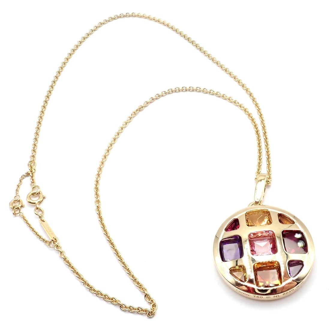 Cartier Pasha 18k Yellow Gold Amethyst Citrine Garnet Tourmaline Necklace Cert. - 11