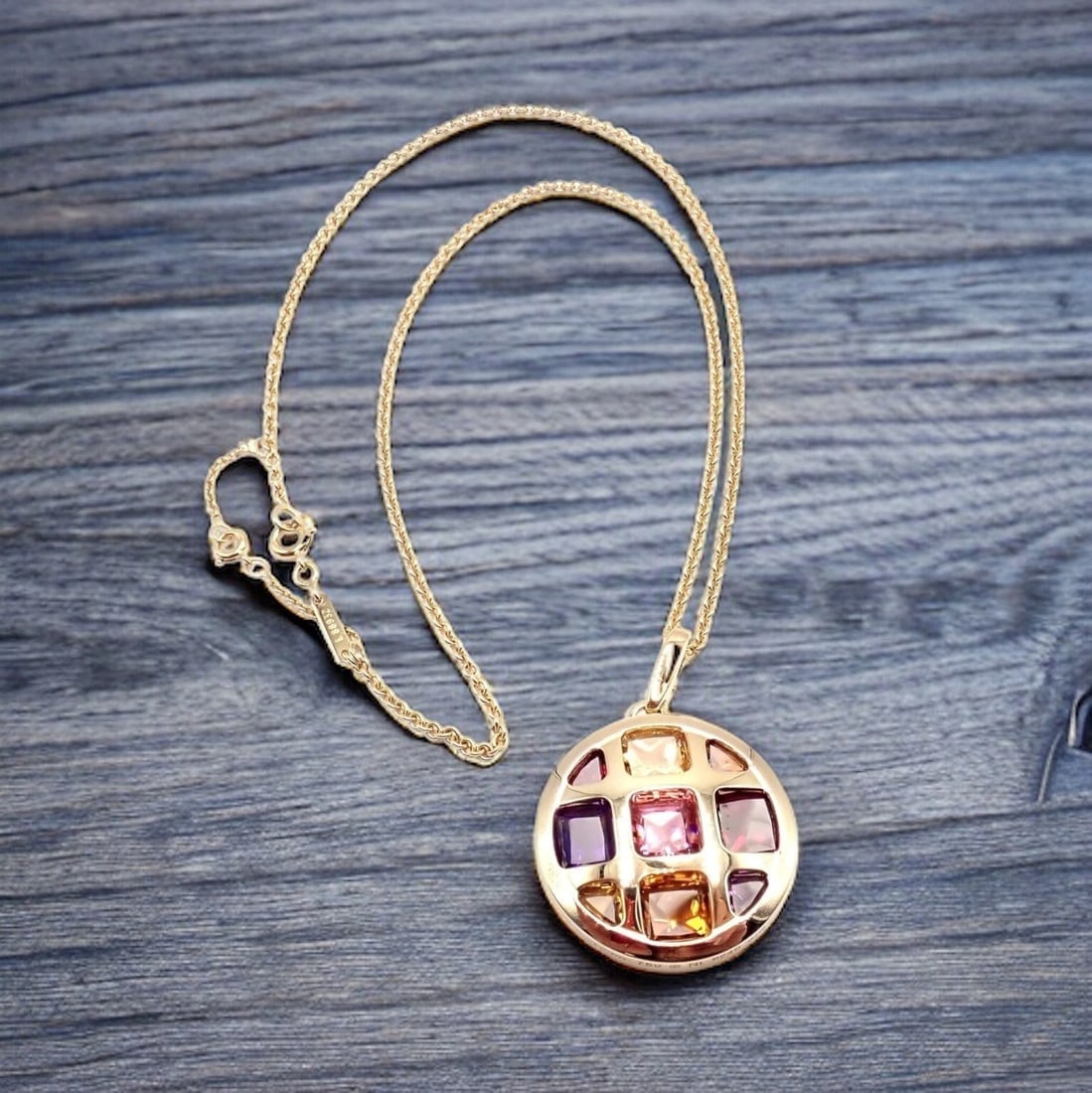 Cartier Pasha 18k Yellow Gold Amethyst Citrine Garnet Tourmaline Necklace Cert. - 3