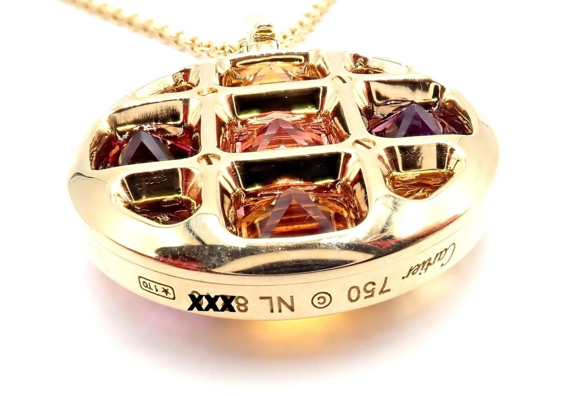 Cartier Pasha 18k Yellow Gold Amethyst Citrine Garnet Tourmaline Necklace Cert. - 9