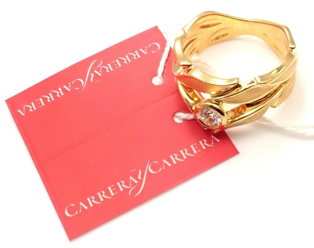 New! Authentic Carrera Y Carrera 18k Mi Princes Greco Roman Diamond Crown Ring - 9