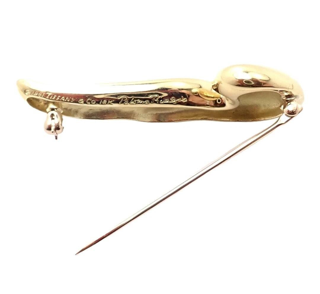 Authentic Tiffany & Co. 18k Yellow Gold Paloma Picasso Dove Bird Pin Brooch 1981 - 7