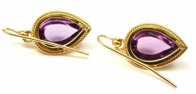 New! Authentic Temple St. Clair 18k Yellow Gold Chinese Bead Amethyst Earrings - 5