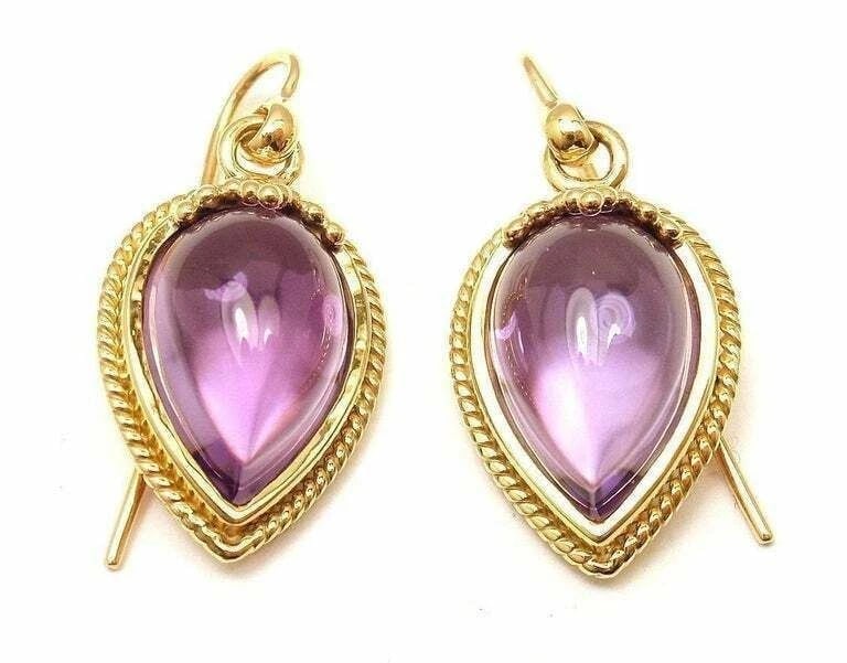 New! Authentic Temple St. Clair 18k Yellow Gold Chinese Bead Amethyst Earrings - 7