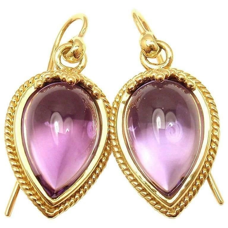 New! Authentic Temple St. Clair 18k Yellow Gold Chinese Bead Amethyst Earrings - 8