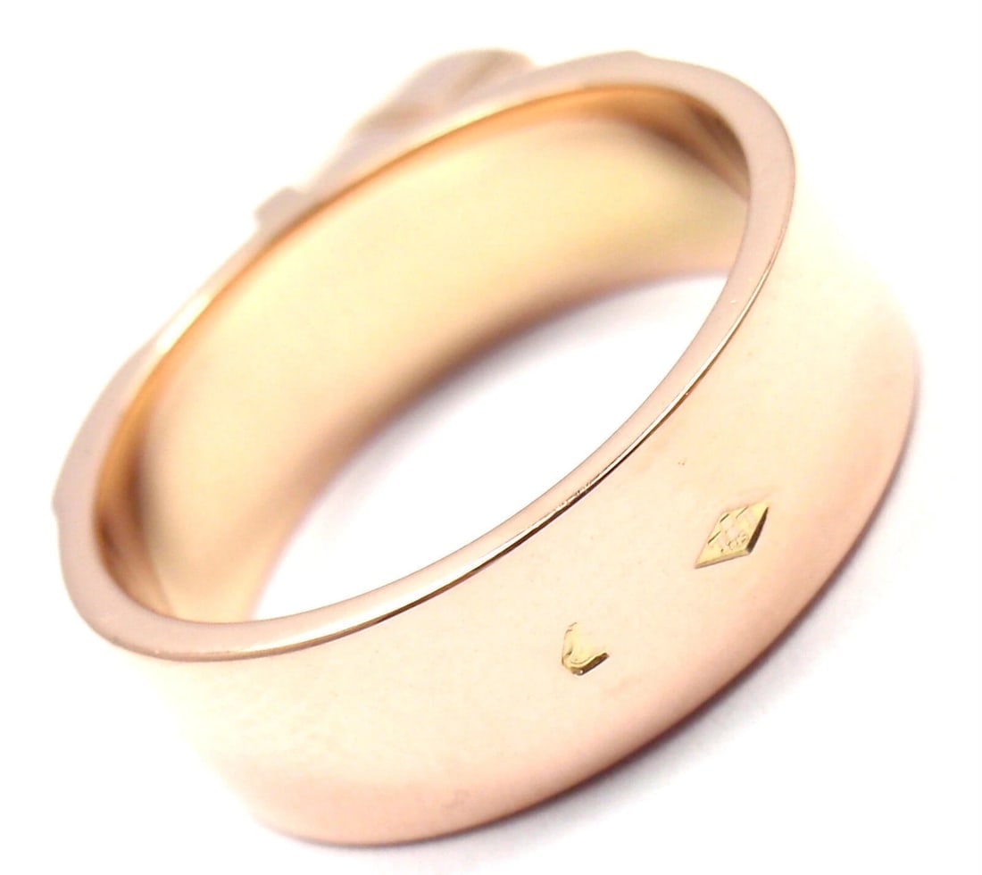 Authentic! Hermes 18k Rose Gold Collier De Chien Lock Band Ring Size 49 US 4 3/4 - 7