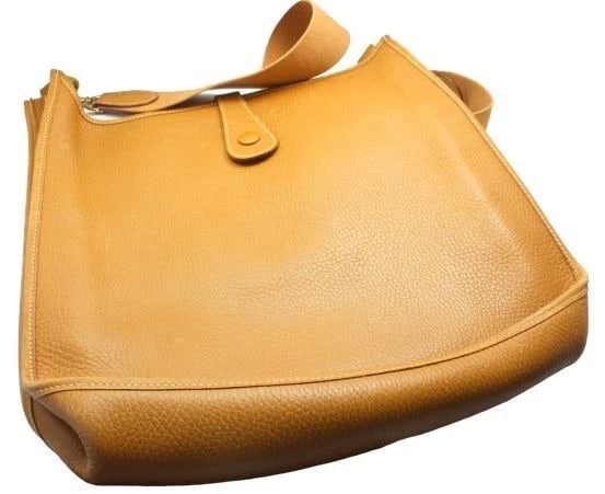 Authentic! Hermes Evelyne Natural Tan Clemence Leather GM Handbag Purse - 5