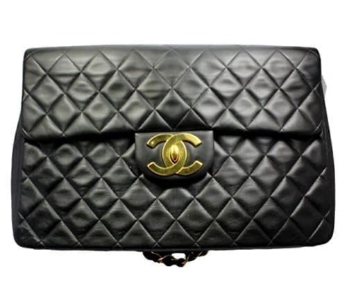 1995 Chanel Jumbo XL Maxi Black Quilted Lambskin Single Flap Handbag Purse - 2