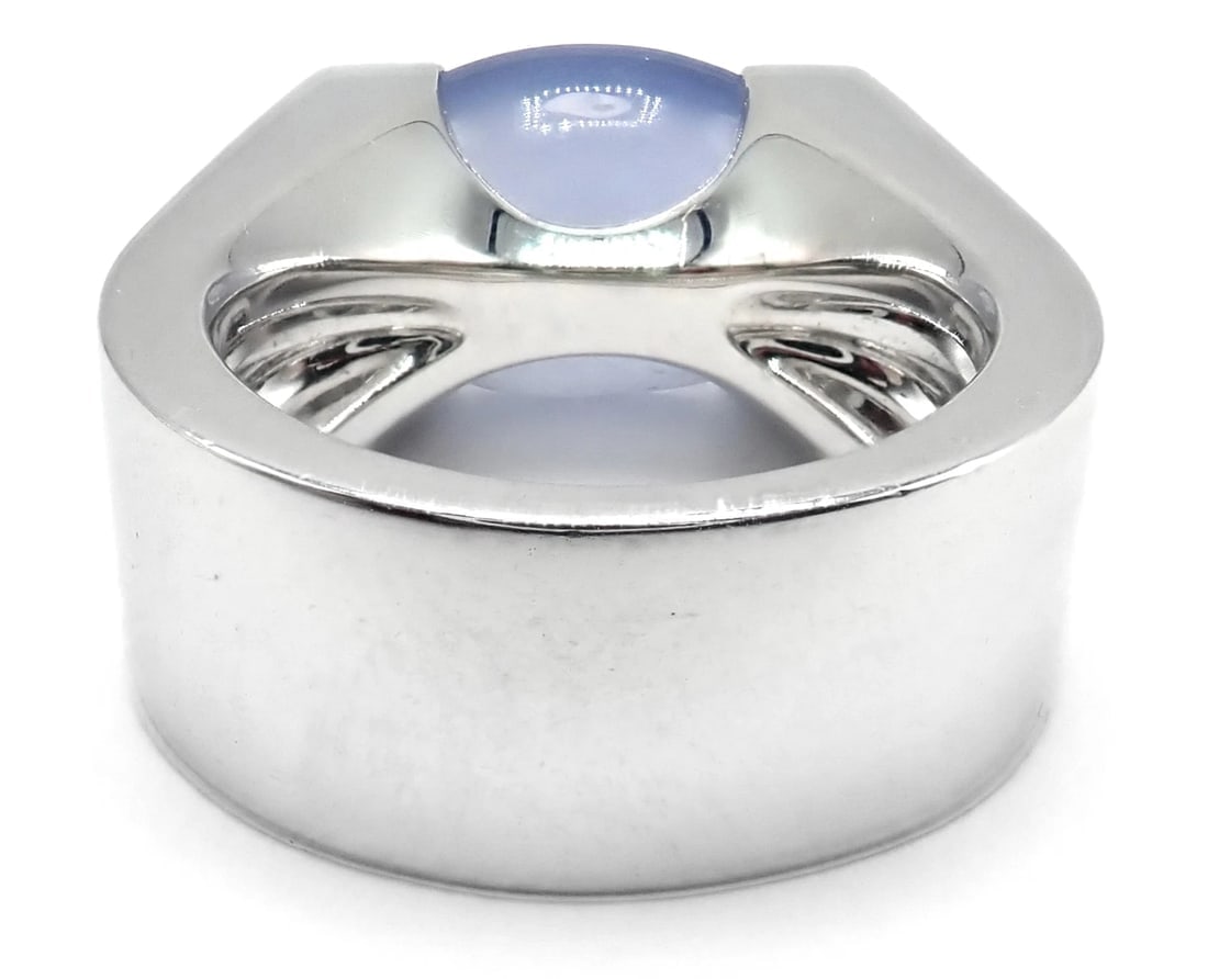 Authentic! Cartier 18k White Gold Large Chalcedony Ring Paper - 3