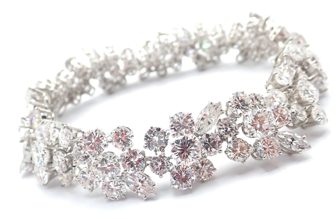 Authentic! Vintage Bvlgari Bulgari Platinum 38ct Diamond Floral Bracelet Paper - 6