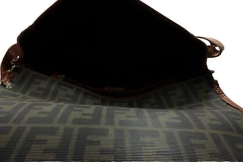Authentic! Fendi Brown Logo Leather Flap Mama Zucca Handbag Purse - 3