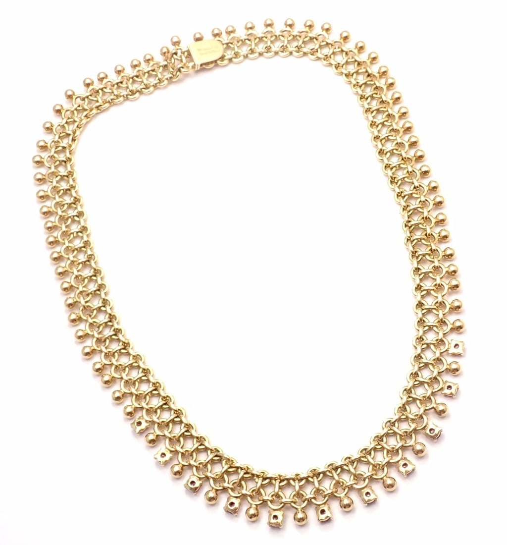 Rare! Vintage Authentic Tiffany & Co 18k Yellow Gold Ruby Collar Necklace - 5