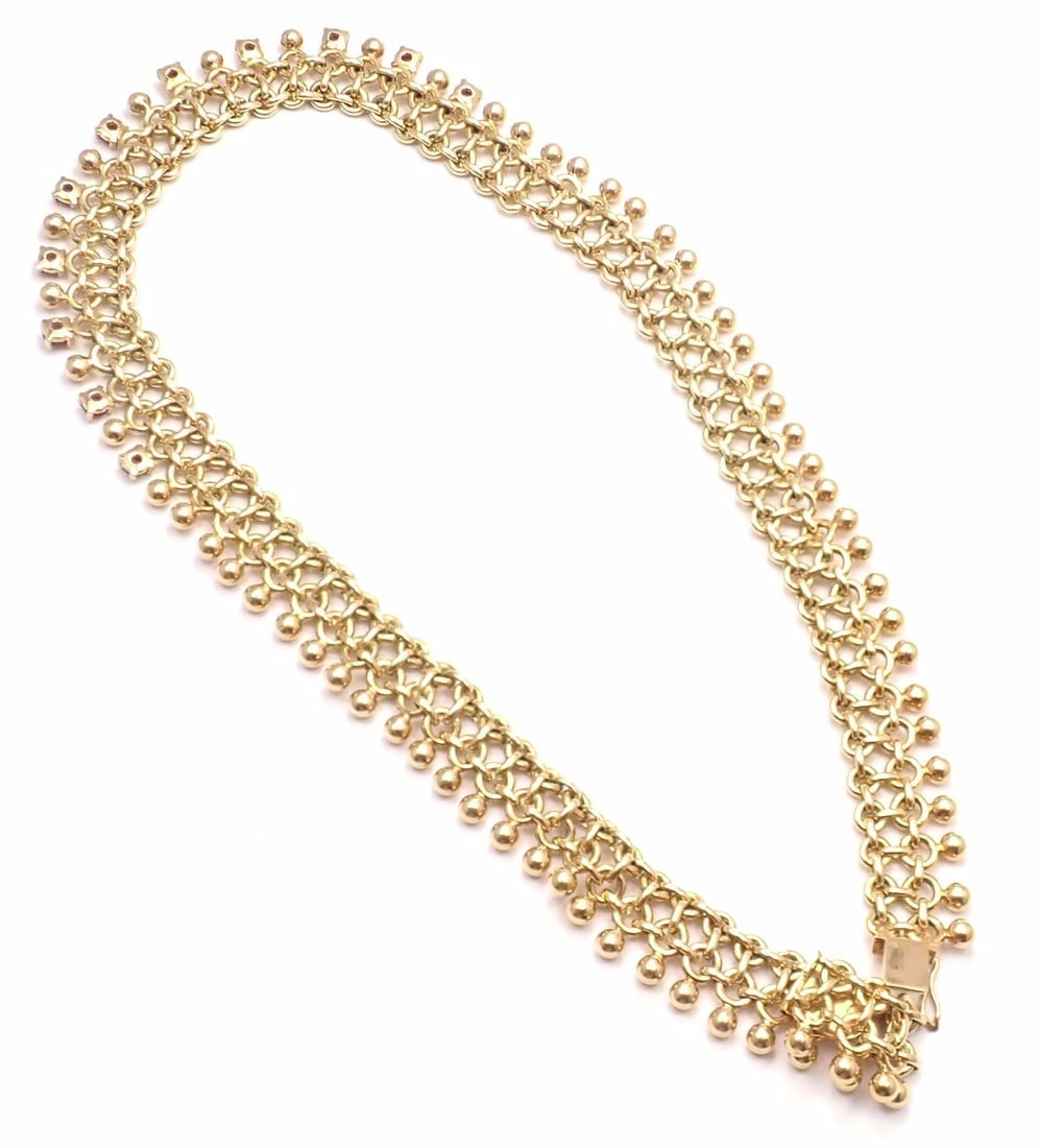 Rare! Vintage Authentic Tiffany & Co 18k Yellow Gold Ruby Collar Necklace - 9