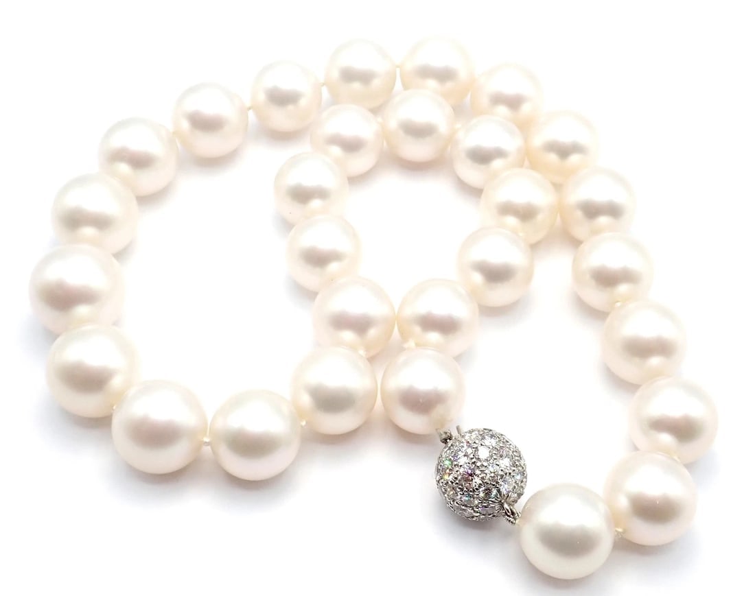 Authentic! Tiffany & Co Platinum Diamond South Sea Large Pearl Necklace Paper - 5