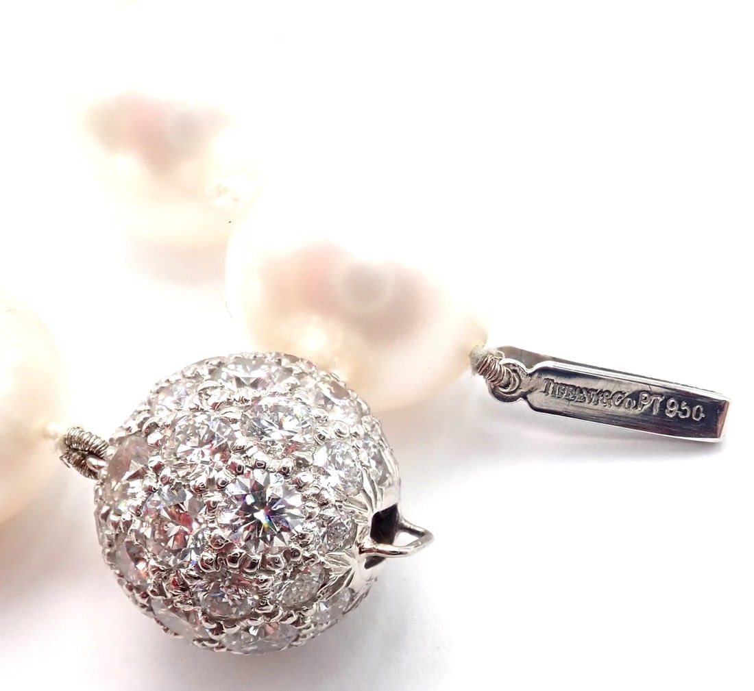 Authentic! Tiffany & Co Platinum Diamond South Sea Large Pearl Necklace Paper - 8