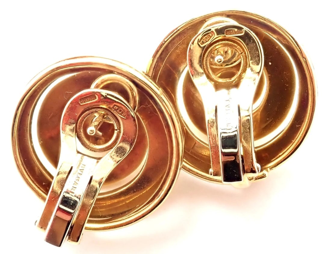 Authentic! Vintage BULGARI BULGARI 18k Yellow Gold Swirl Earrings - 4