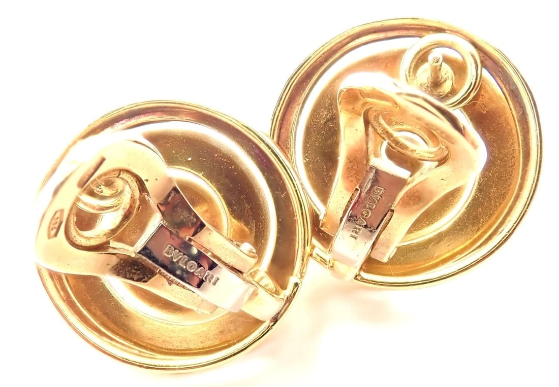 Authentic! Vintage BULGARI BULGARI 18k Yellow Gold Swirl Earrings - 5