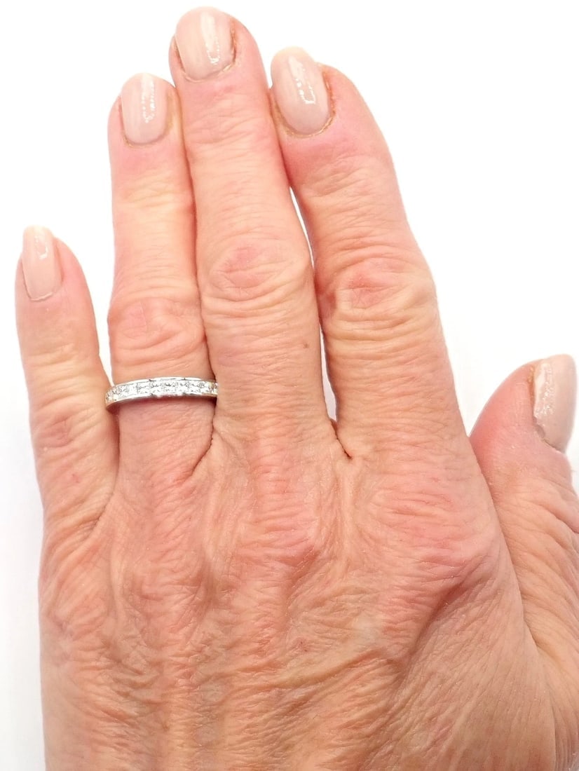 Cartier Platinum Princess Cut Diamond Eternity Band Ring Size 53 US 6.75 Paper - 5