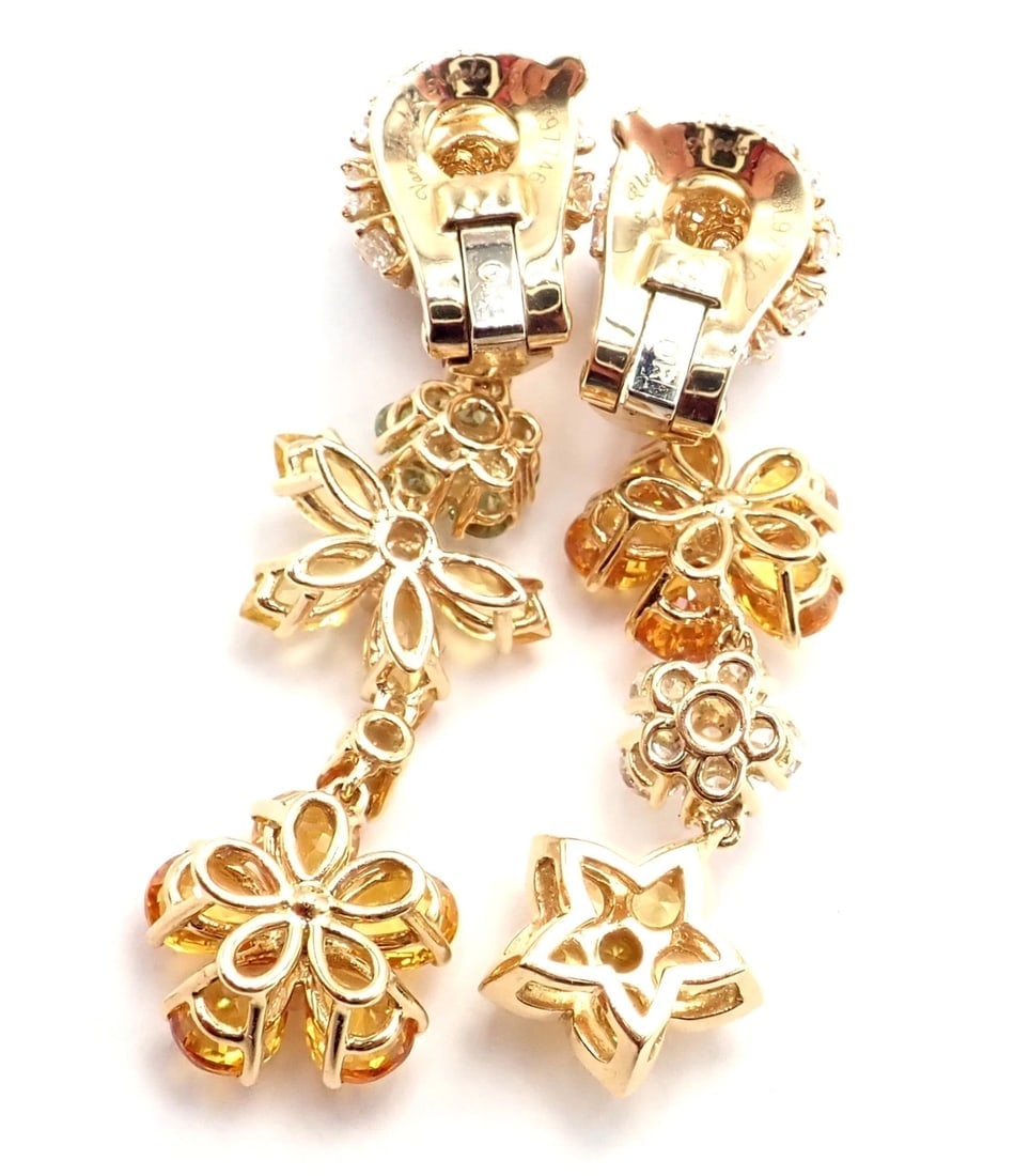 Authentic! Van Cleef & Arpels Folie des Pres 18k Gold Diamond Sapphire Earrings - 8
