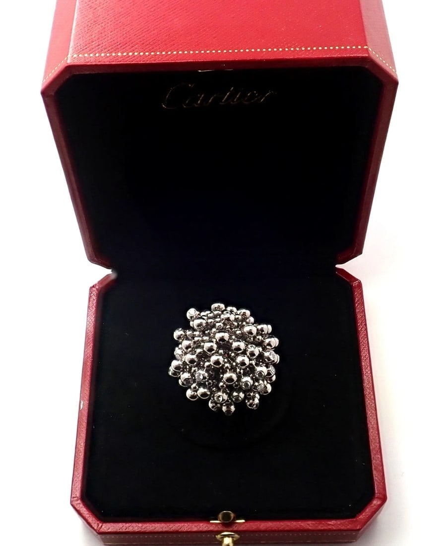 Authentic! Cartier Perruque Paris Nouvelle Vague 18k Gold Diamond Ring Paper - 4