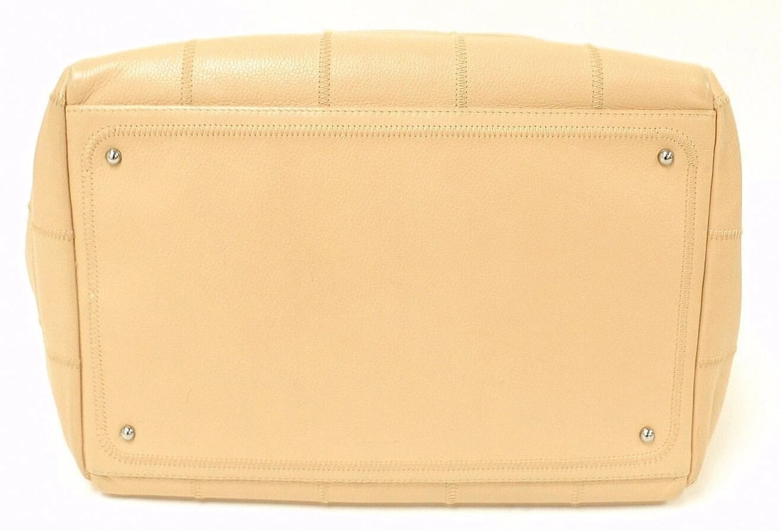 AUTHENTIC 2004 CHANEL LAX SQUARE STITCH CAFE o'LAIT SOFT CAVIAR LEATHER HANDBAG - 6