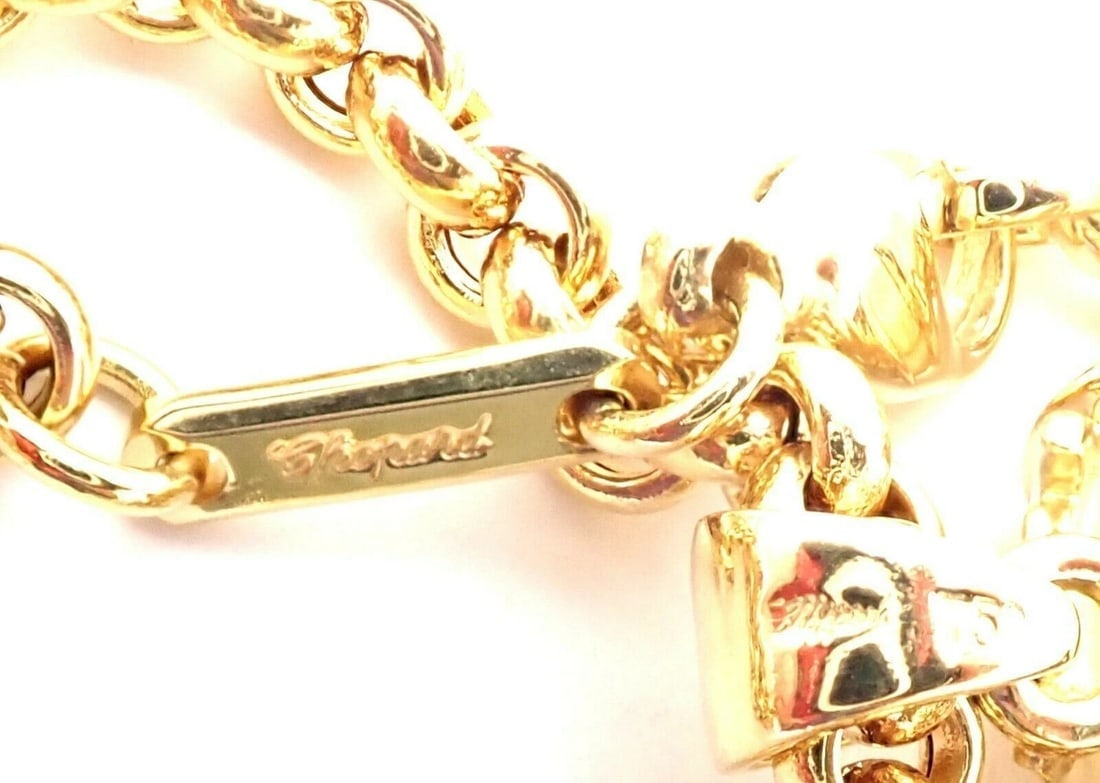 Authentic! Chopard 18k Yellow Gold Large Happy Clown Flower Pendant Necklace - 5